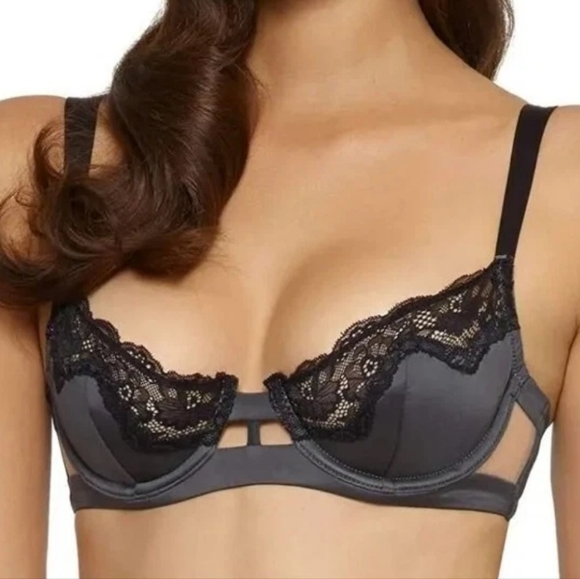 Felina Unveiled Entre Doux Unlined Demi Bra Viscose Satin | Wide Strap  32D - Picture 1 of 2